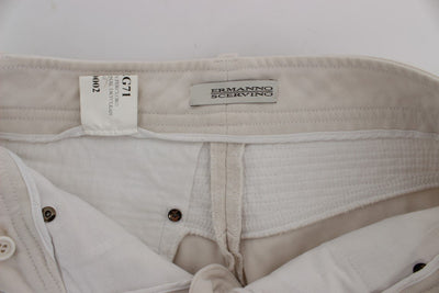 Beige Cotton Slim Fit Denim Jeans