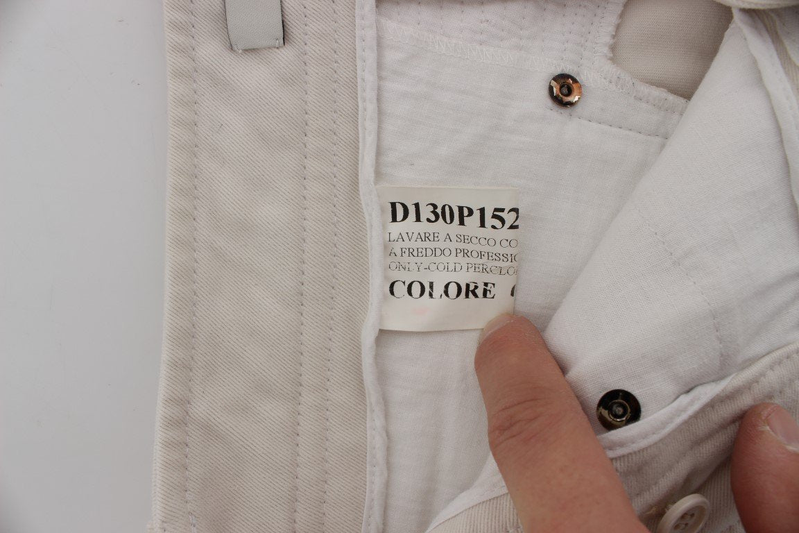 Beige Cotton Slim Fit Denim Jeans
