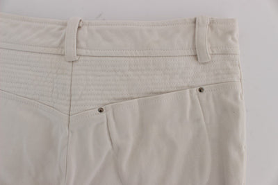 Beige Cotton Slim Fit Denim Jeans