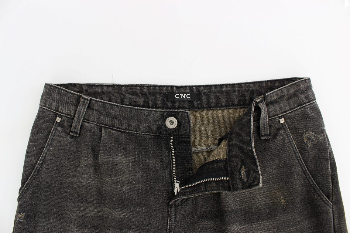 Gray distressed jeans