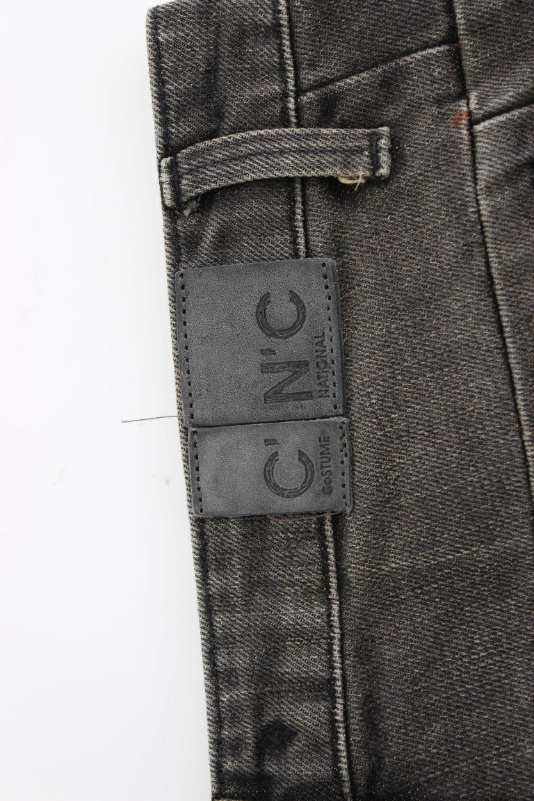 Gray distressed jeans