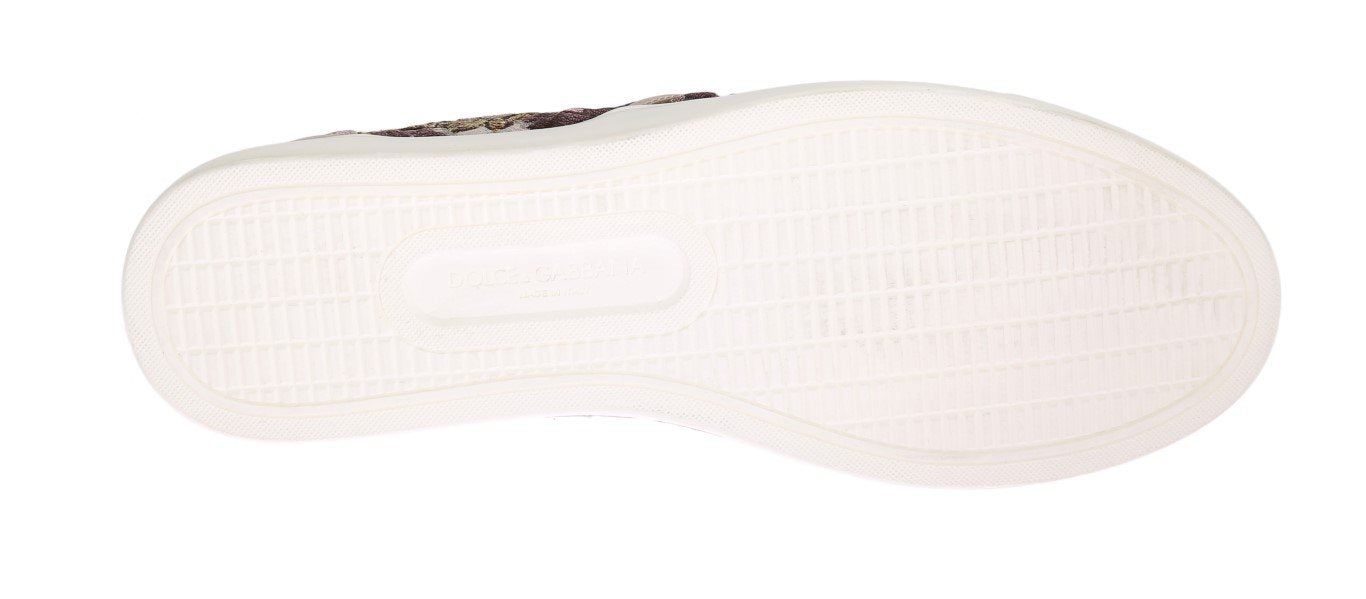 Jacquard Floral Crystal Crown Loafers