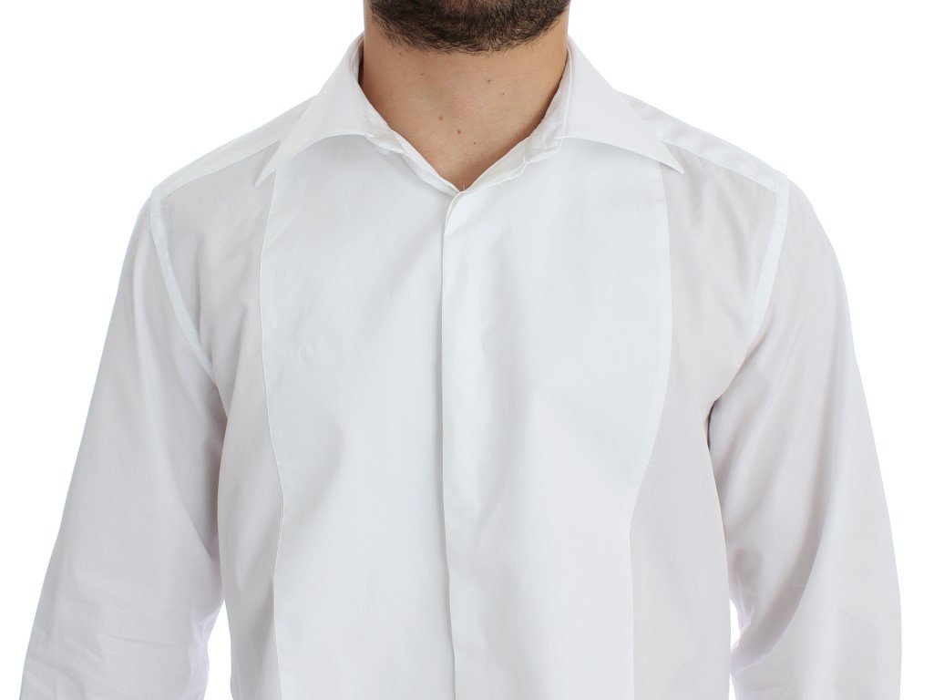 White GOLD Slim Fit Dress Tuxedo Shirt