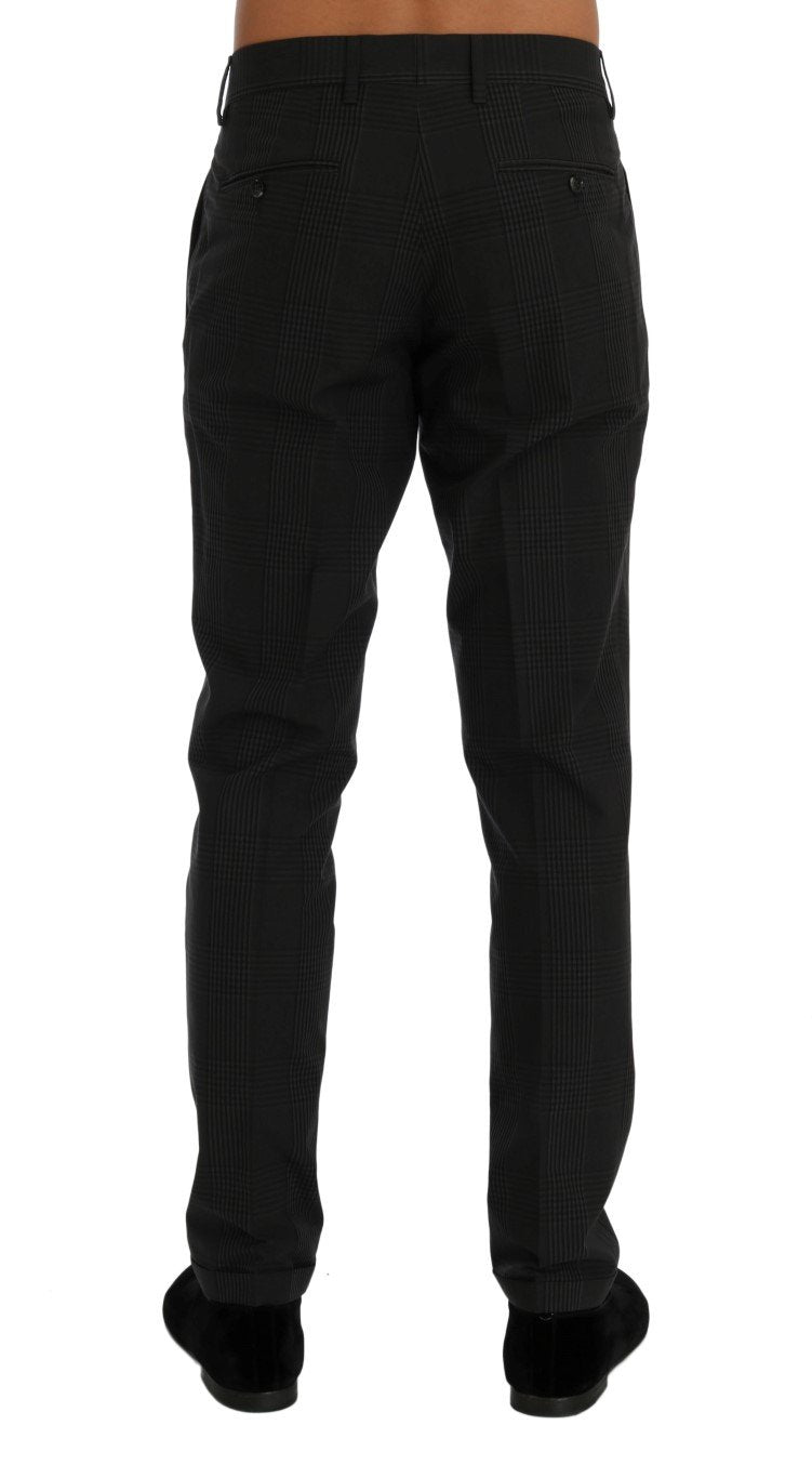 Gray Striped Cotton Dress Formal Pants