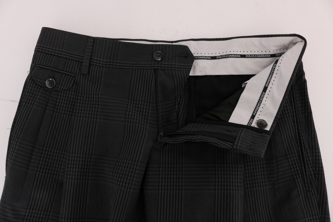 Gray Striped Cotton Dress Formal Pants