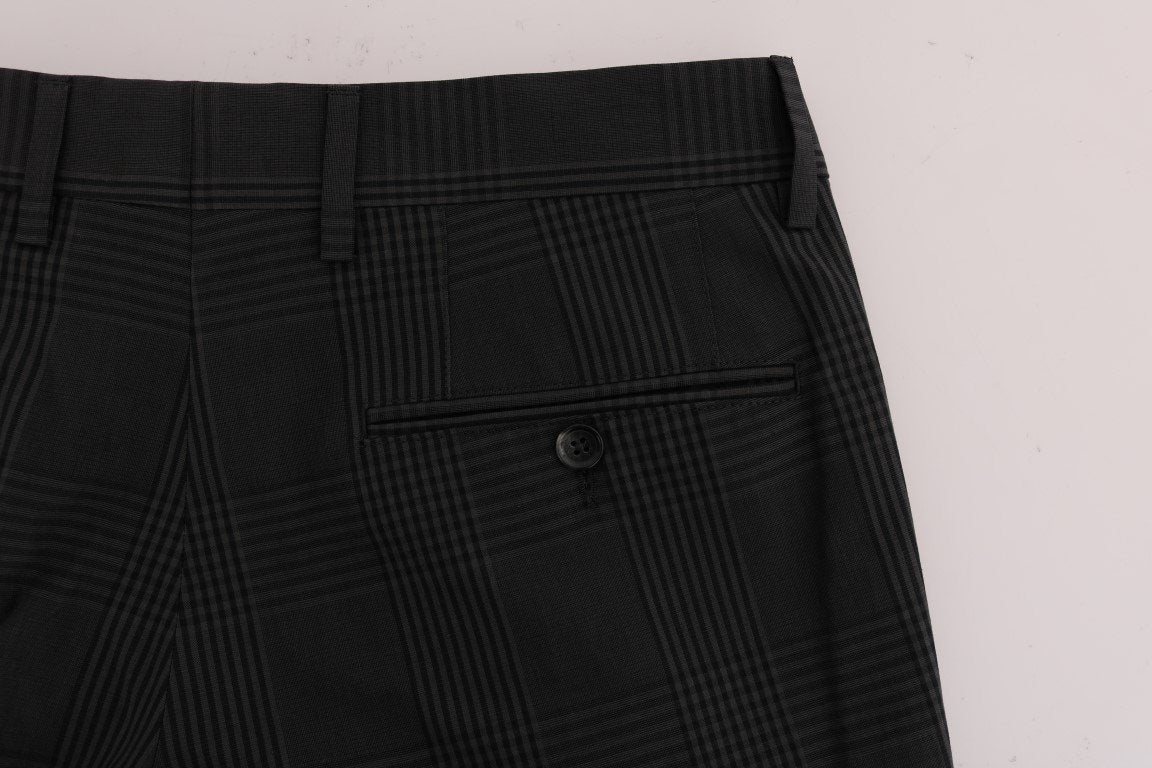 Gray Striped Cotton Dress Formal Pants