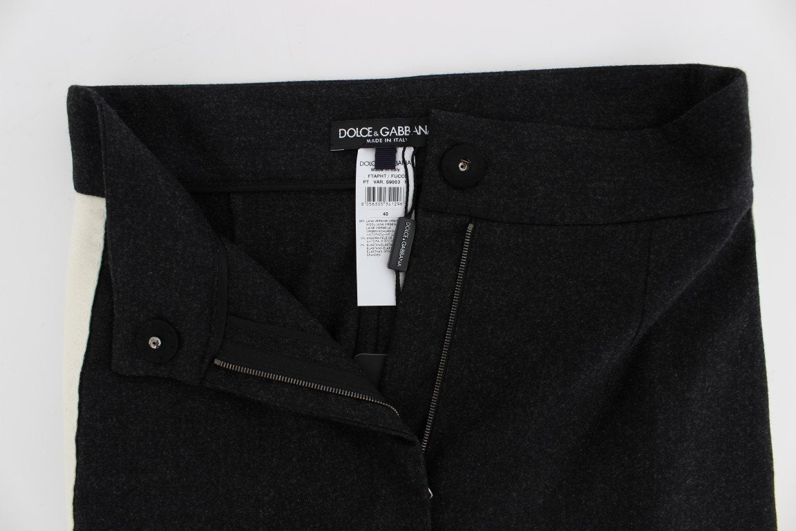 Gray Wool Stretch High Waist Pants