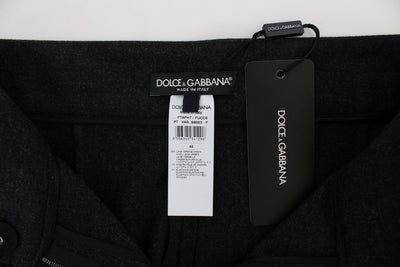 Gray Wool Stretch High Waist Pants
