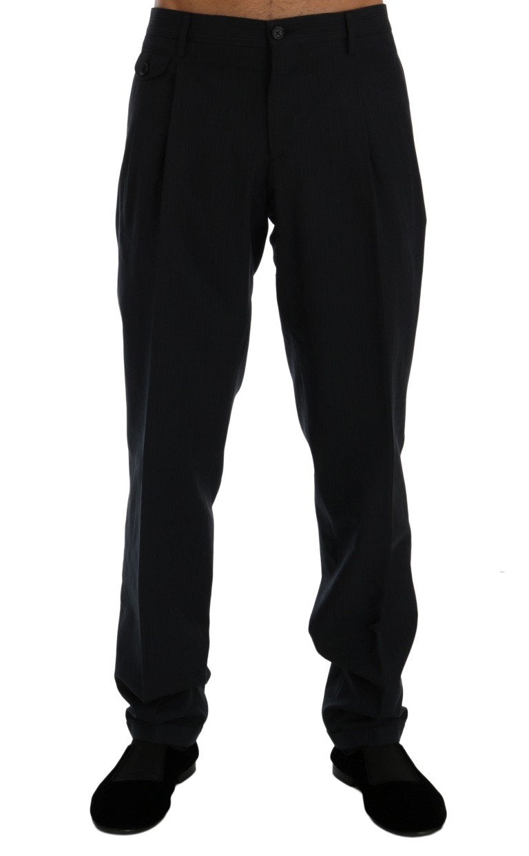 Blue Striped Cotton Dress Formal Pants