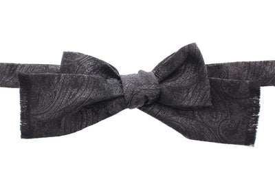 Black Silk Baroque Paisley Untied Bow Tie