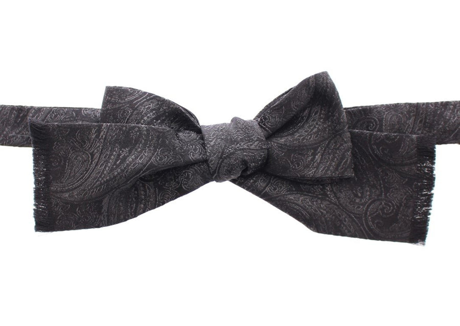 Black Silk Baroque Paisley Untied Bow Tie