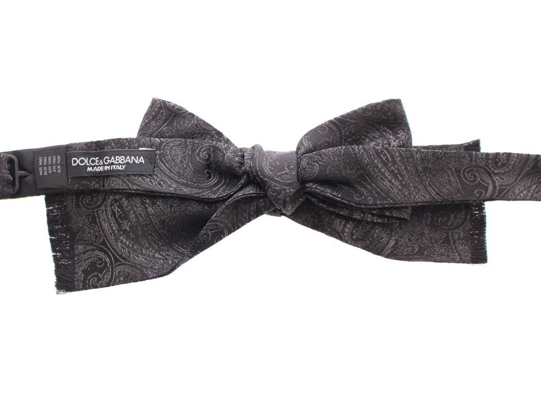 Black Silk Baroque Paisley Untied Bow Tie