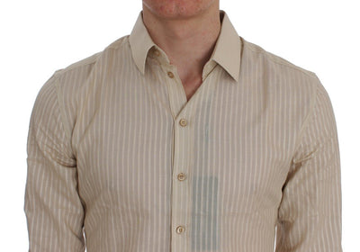 Yellow Striped Cotton Slim SICILIA Shirt