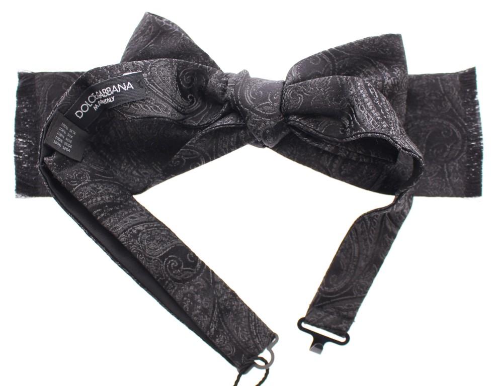 Black Silk Baroque Paisley Untied Bow Tie