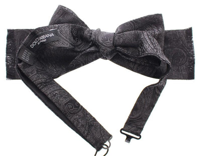 Black Silk Baroque Paisley Untied Bow Tie