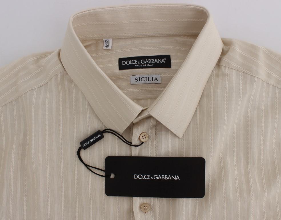 Yellow Striped Cotton Slim SICILIA Shirt