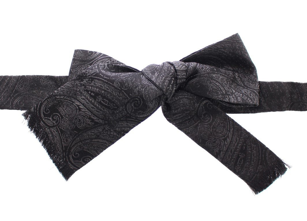 Black Silk Baroque Paisley Untied Bow Tie