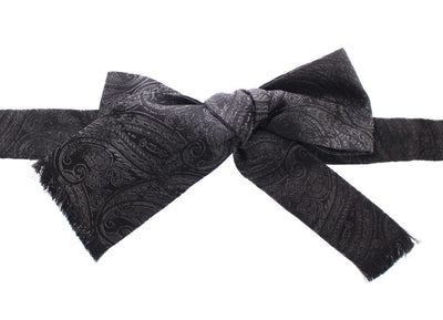 Black Silk Baroque Paisley Untied Bow Tie