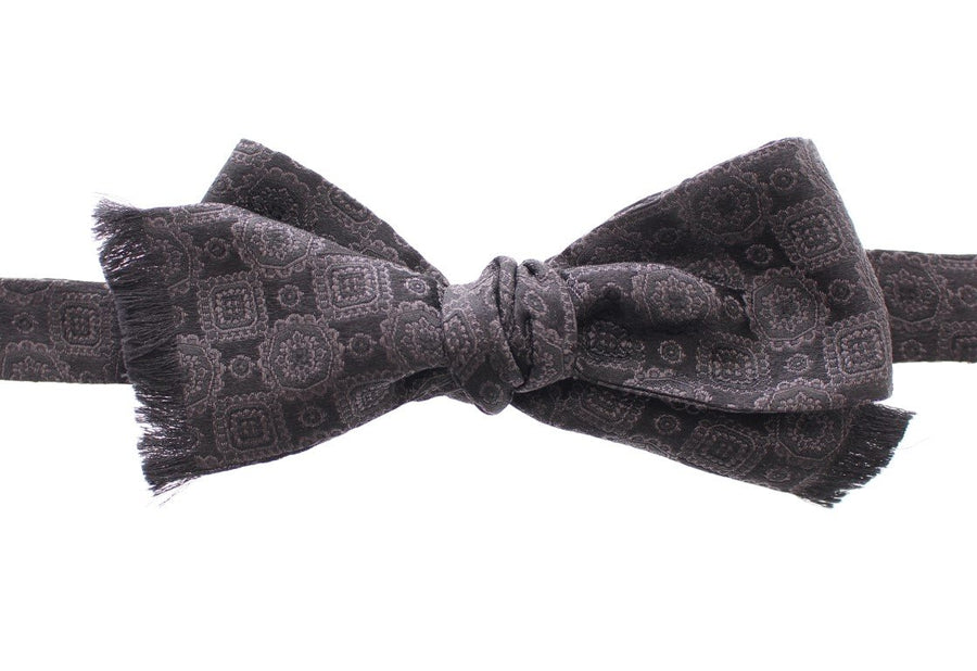 Black Silk Baroque Paisley Untied Bow Tie