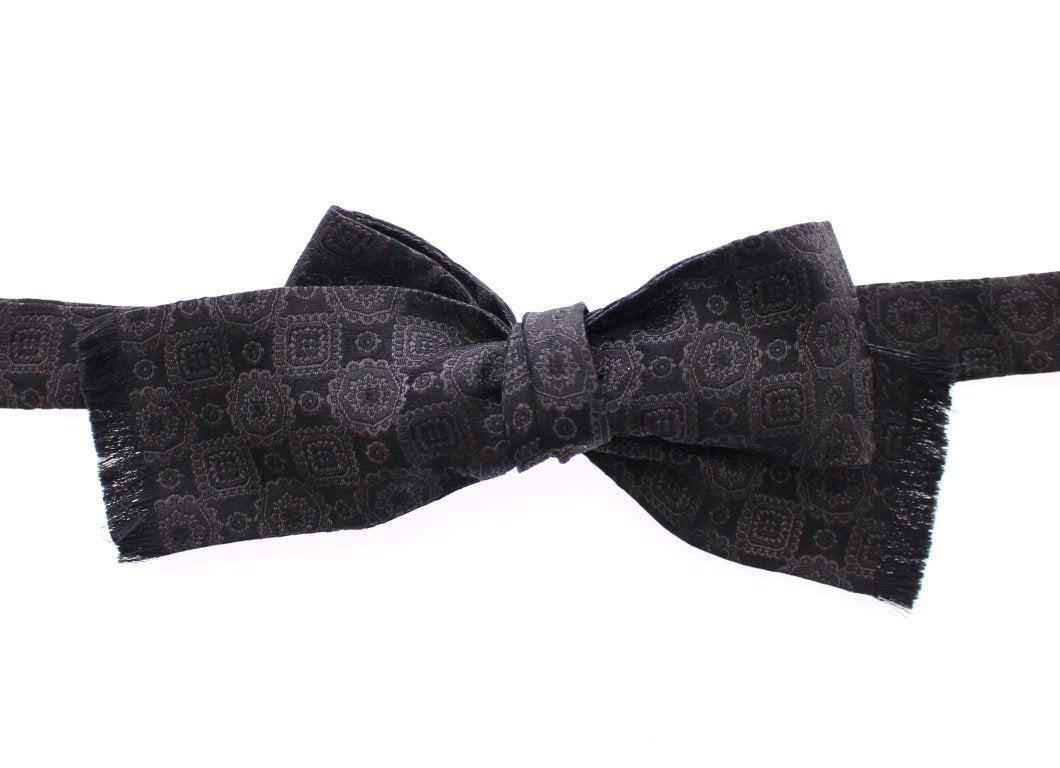 Black Silk Baroque Paisley Untied Bow Tie