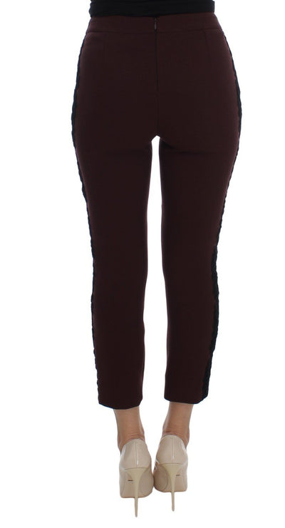 Purple Black Torero Stretch Slim Capri Pants