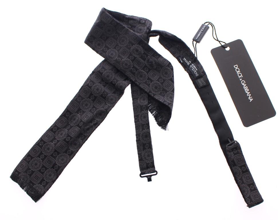 Black Silk Baroque Paisley Untied Bow Tie