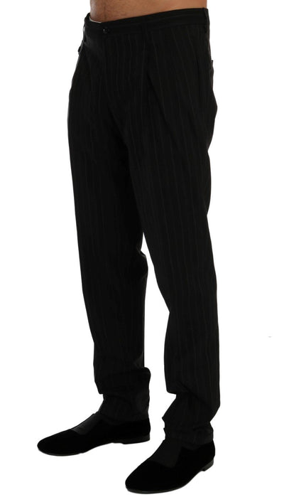 Black Striped Cotton Dress Formal Pants