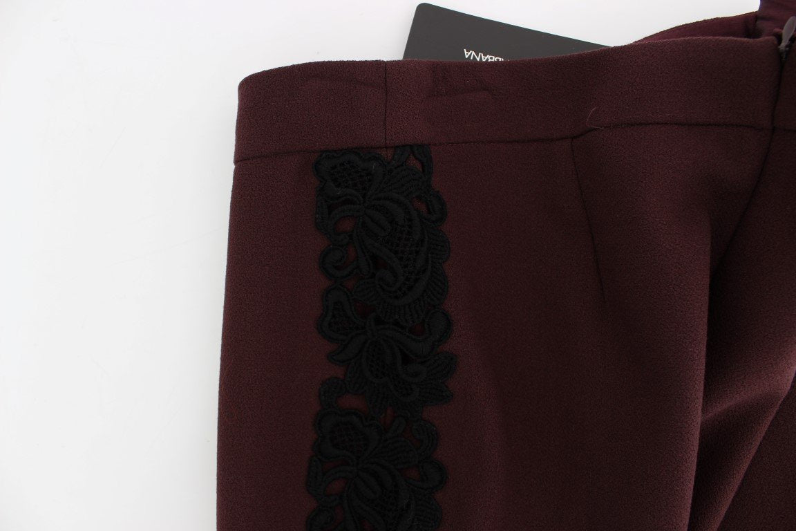 Purple Black Torero Stretch Slim Capri Pants