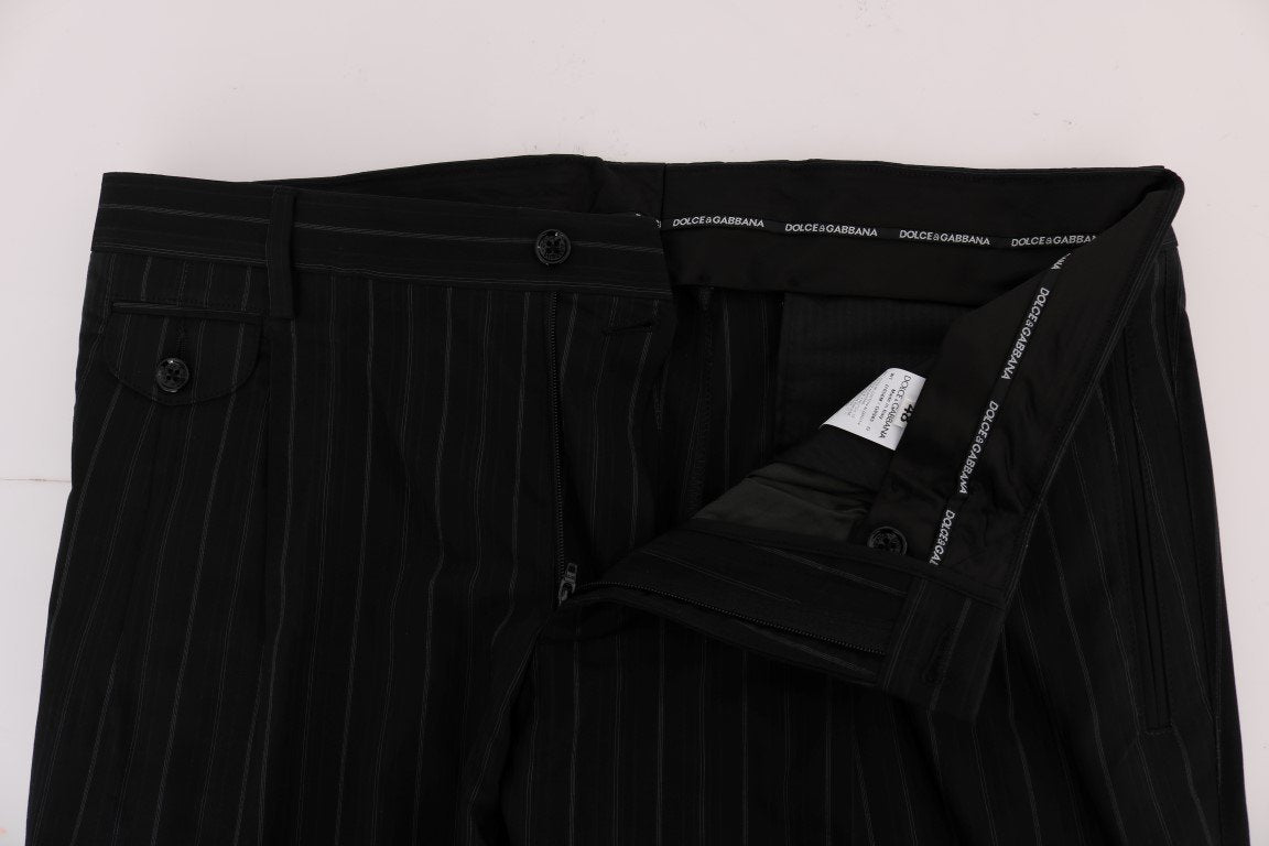 Black Striped Cotton Dress Formal Pants
