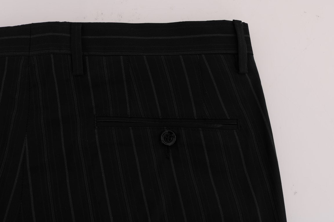Black Striped Cotton Dress Formal Pants
