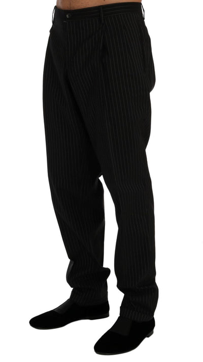 Black Striped Cotton Dress Formal Pants