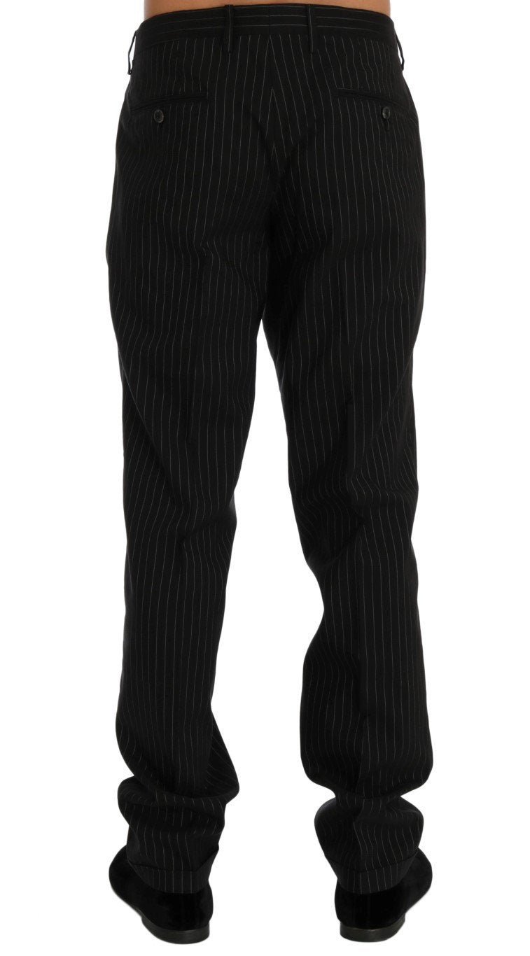 Black Striped Cotton Dress Formal Pants