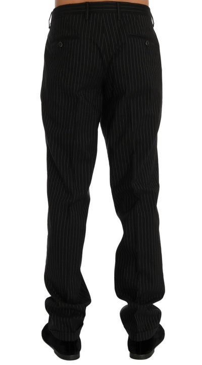Black Striped Cotton Dress Formal Pants