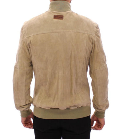Beige suede leather jacket coat