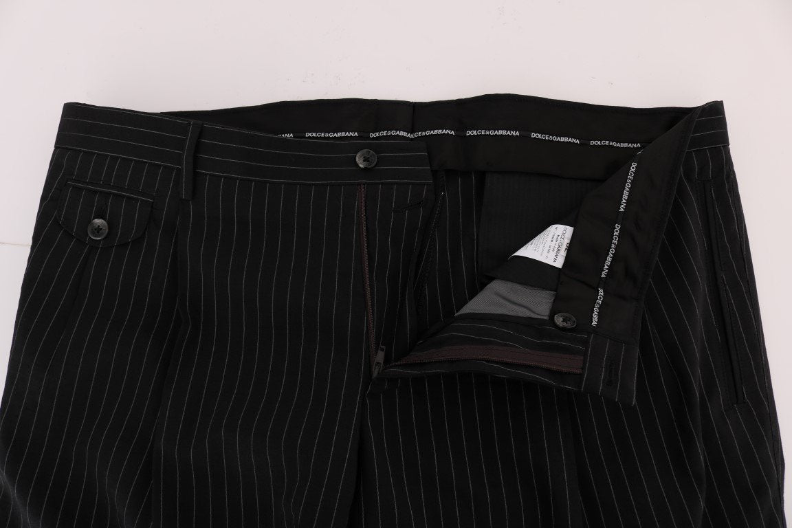 Black Striped Cotton Dress Formal Pants