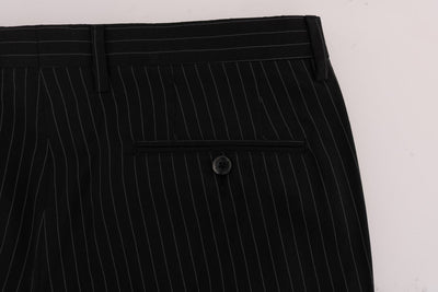 Black Striped Cotton Dress Formal Pants