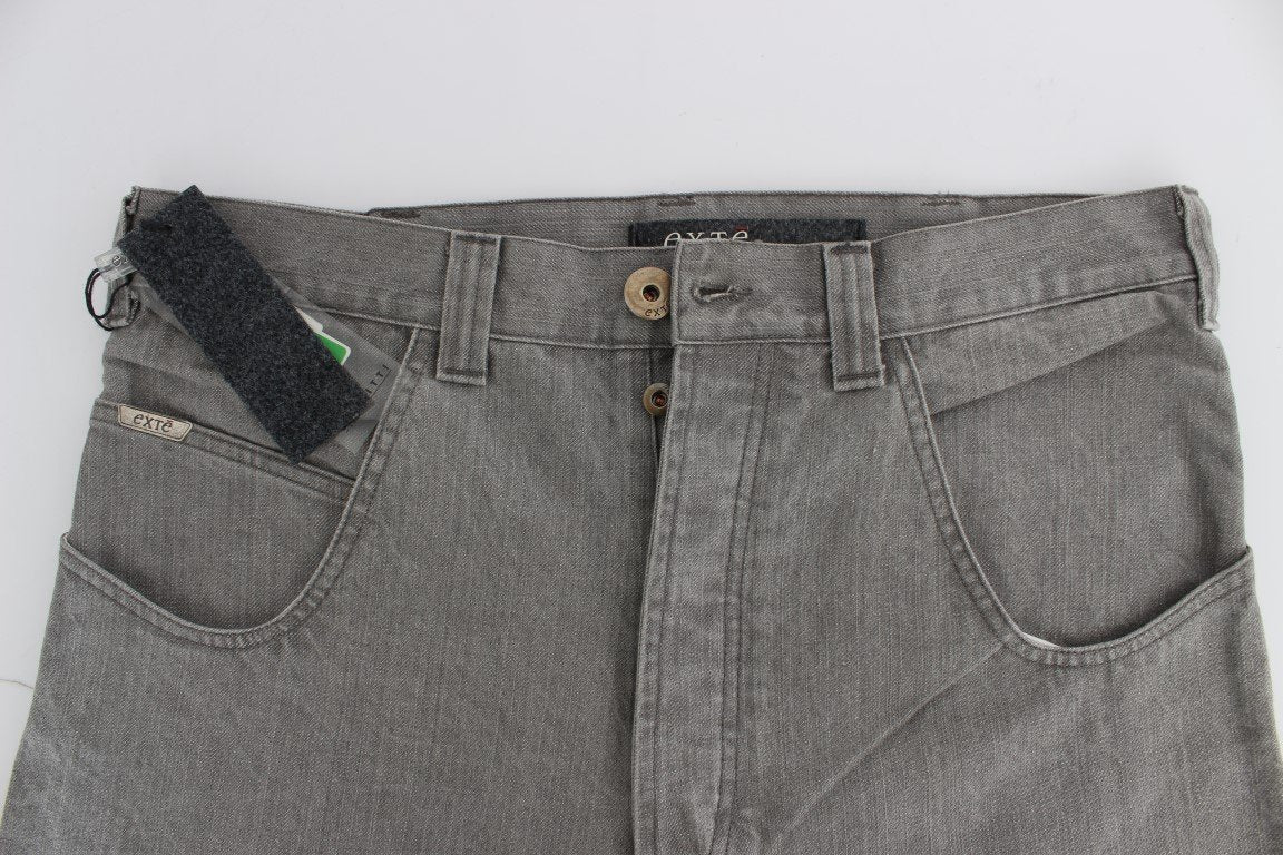 Gray Cotton Denim Baggy Fit Jeans