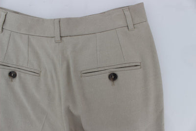 Beige Stretch High Waist Capri Pants