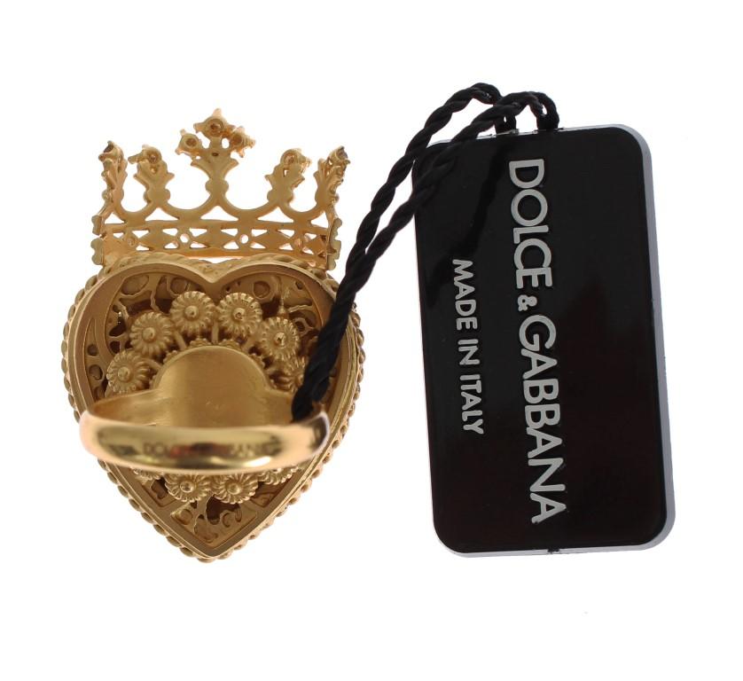 Gold SACRO CUORE Heart Crown Ring