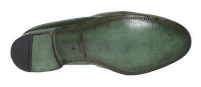 Green Leather Loafers Shoes