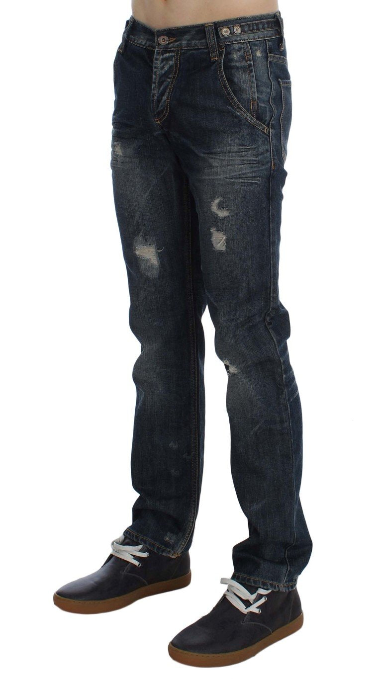 Blue Wash Cotton Denim Regular Fit Jeans