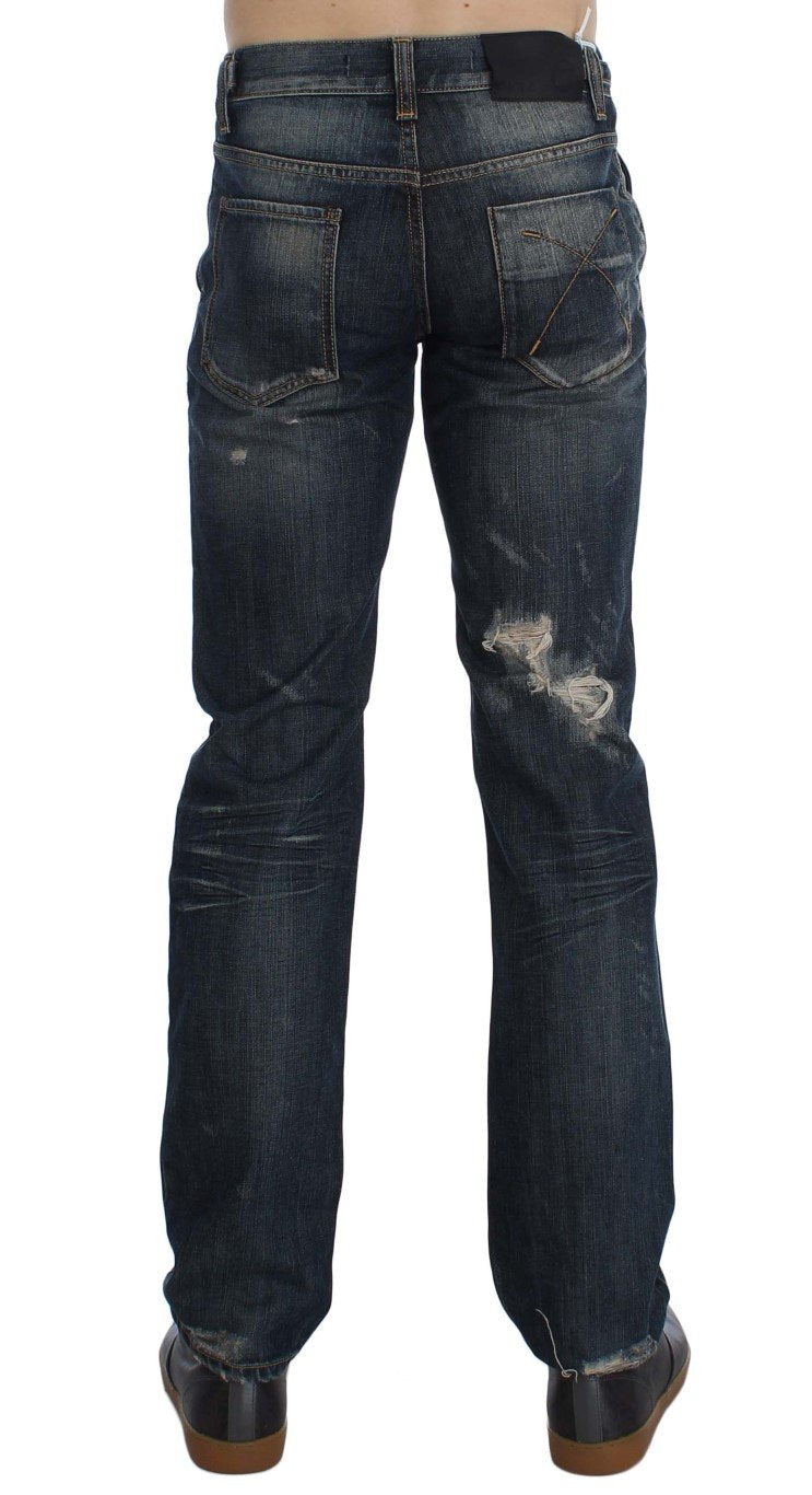 Blue Wash Cotton Denim Regular Fit Jeans