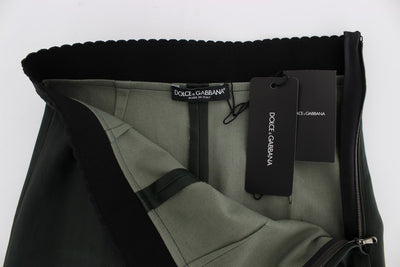 Green Leather Stretch Slim Fit Pants