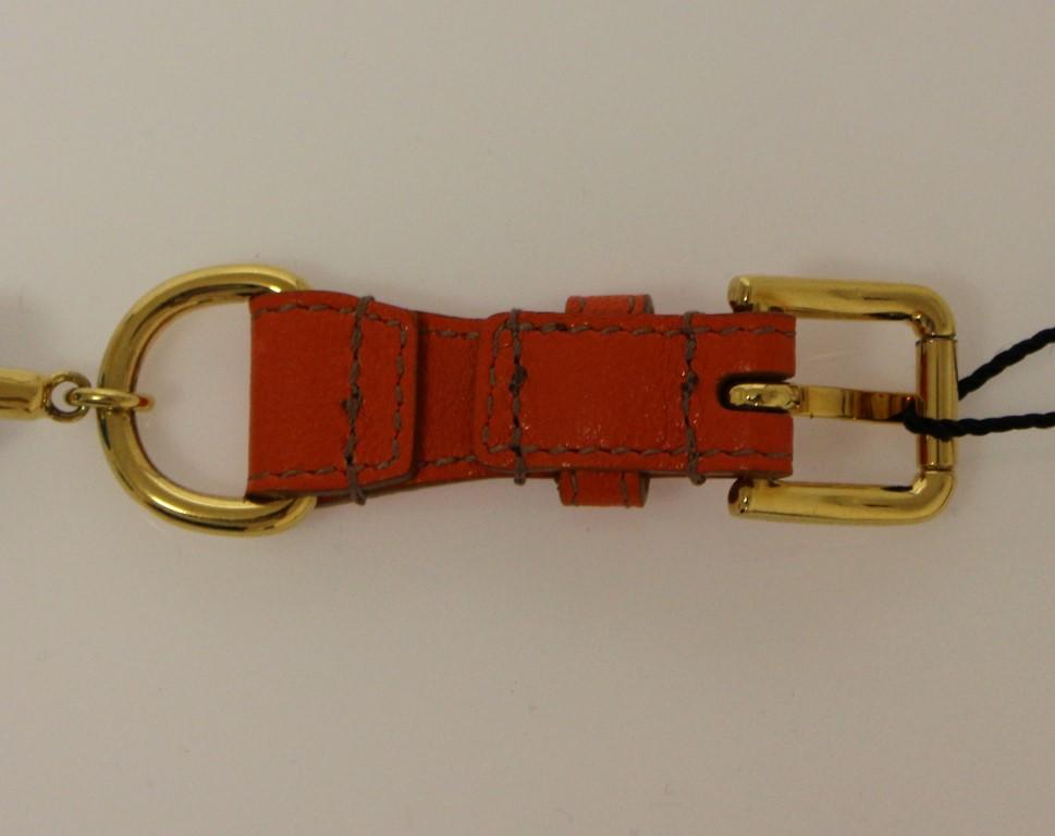 Orange Leather Multicolor Beaded Belt