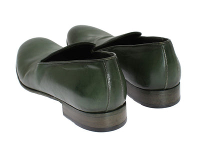 Green Leather Loafers Shoes
