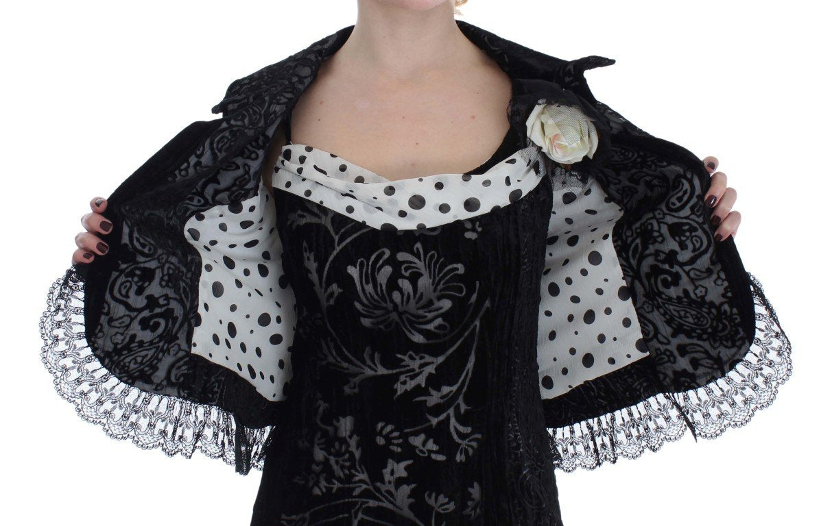 Black Floral Sheath Dress & Blazer Set