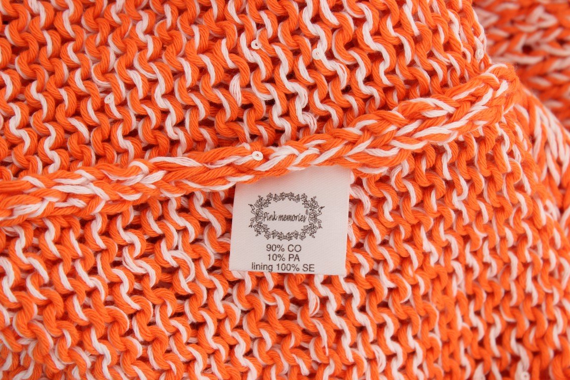 Orange Cotton Blend Knitted Pullover Sweater