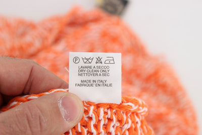 Orange Cotton Blend Knitted Pullover Sweater