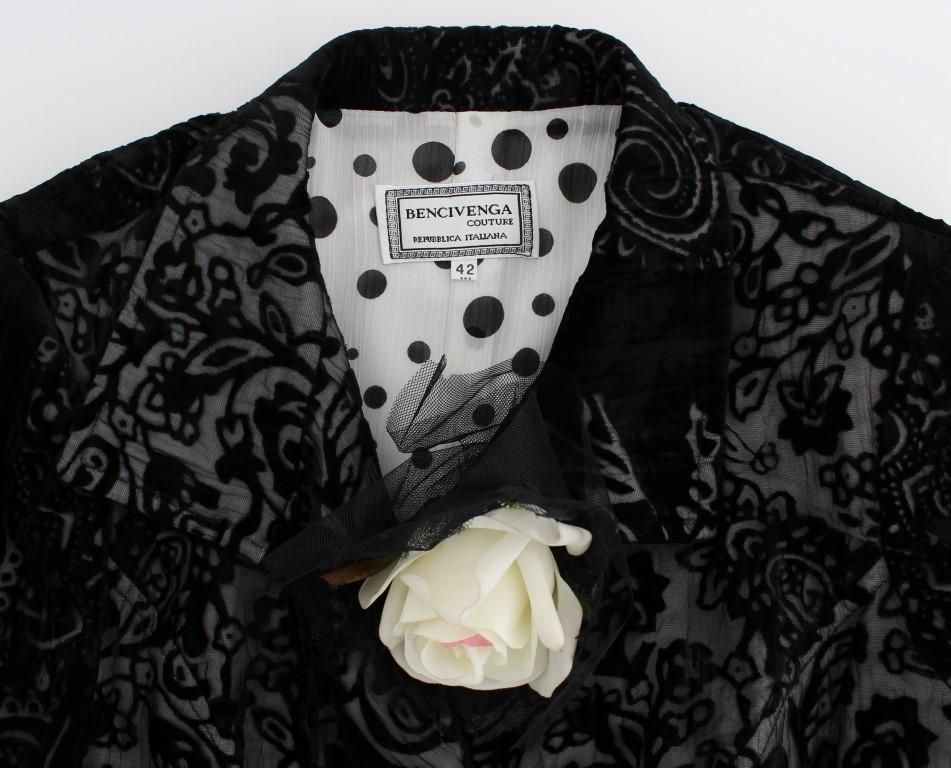 Black Floral Sheath Dress & Blazer Set