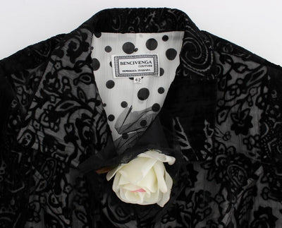 Black Floral Sheath Dress & Blazer Set